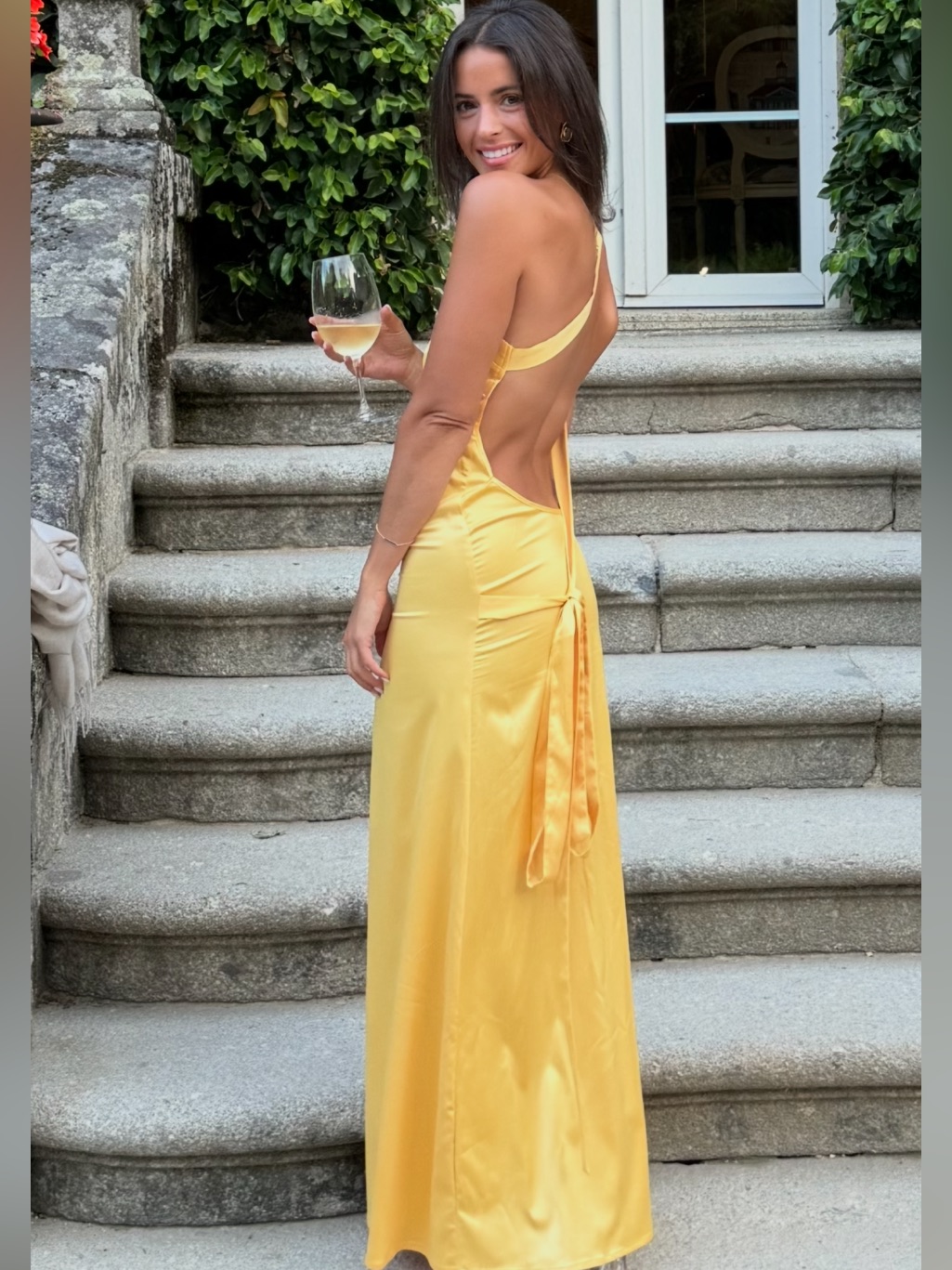 Yellow Gold Gown Low Open Back